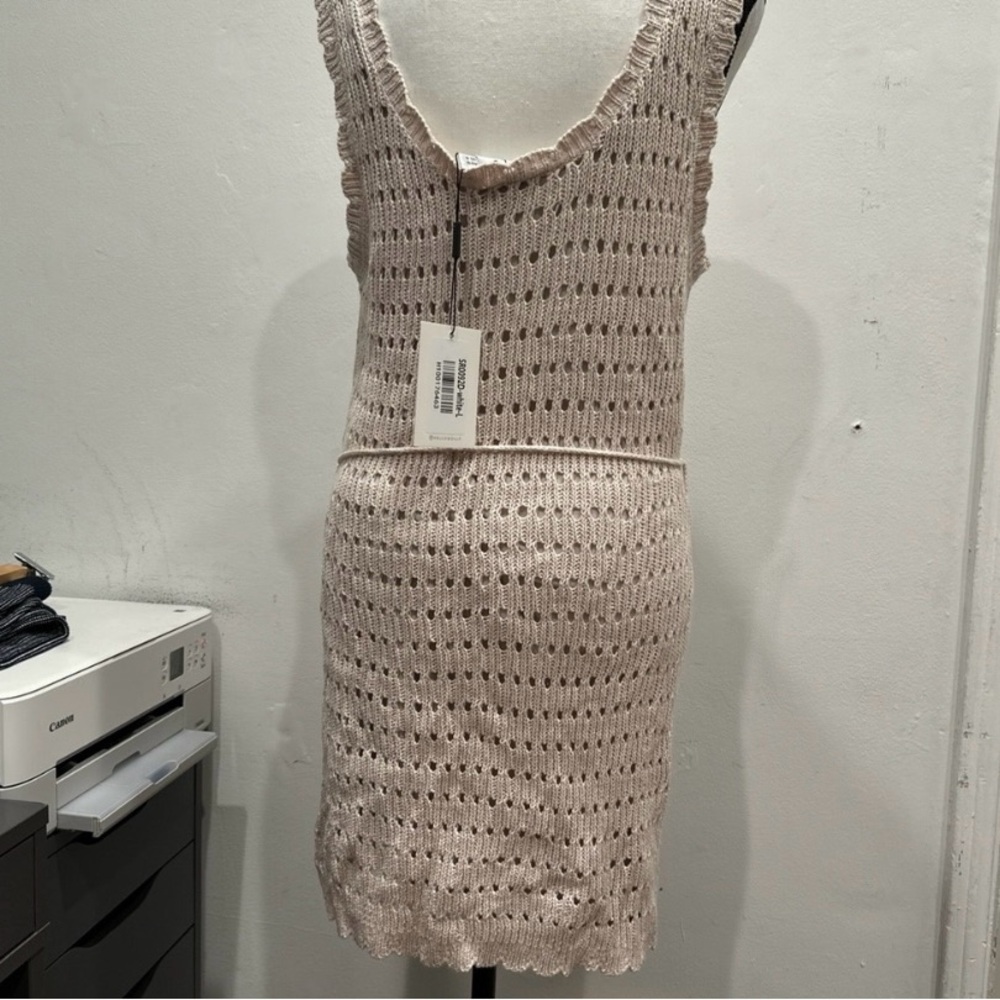 NWT Elegant Beige Crochet summer resort Dress - Picture 5 of 6